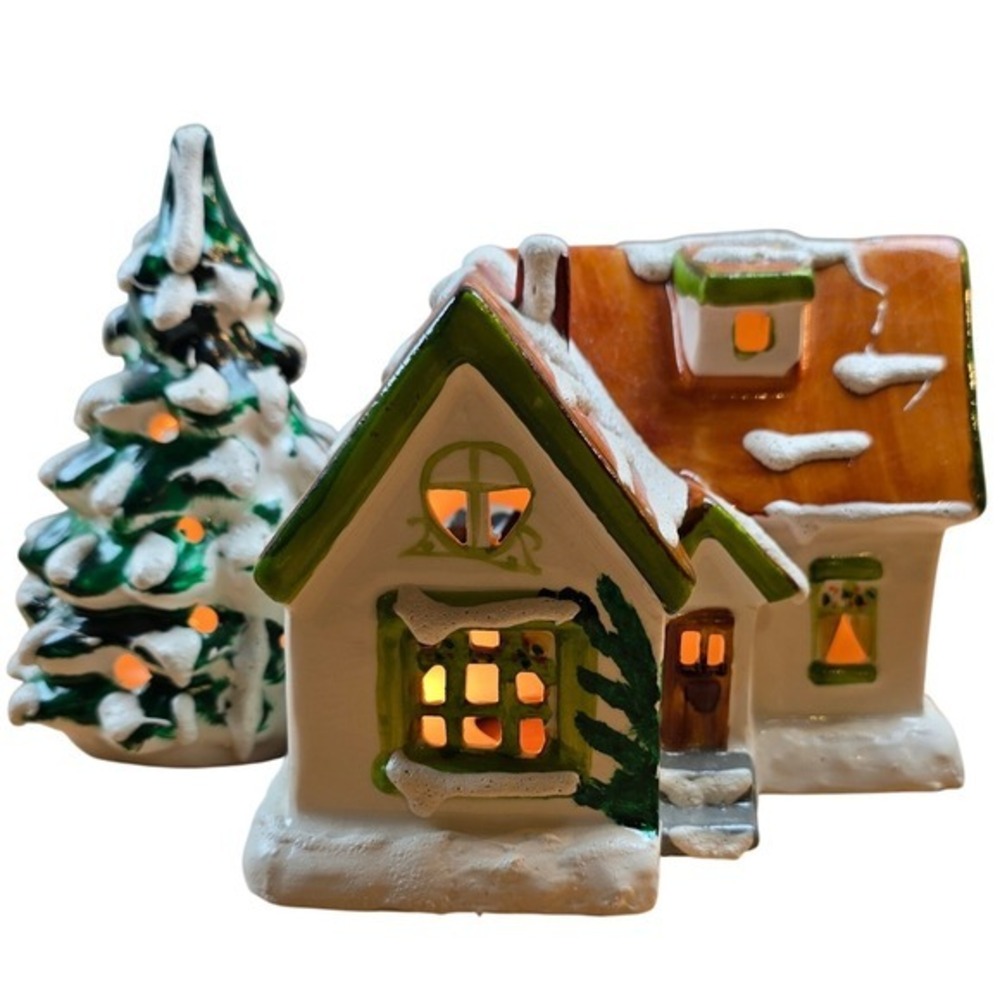 Department 56 Snow Village Cape Cod Christmas Tree House 50138 Retired 1978 RARE